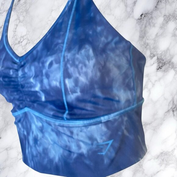Gymshark Elevate Longline Sports Bra in Lakeside Blue Spray Dye - Picture 8 of 9
